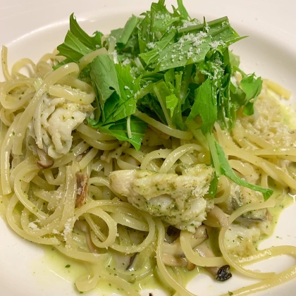 Fハモと木の子のバジルクリーム